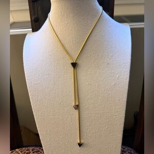 Adjustable Gold Tone Lariat Necklace with Triangle Pendants.